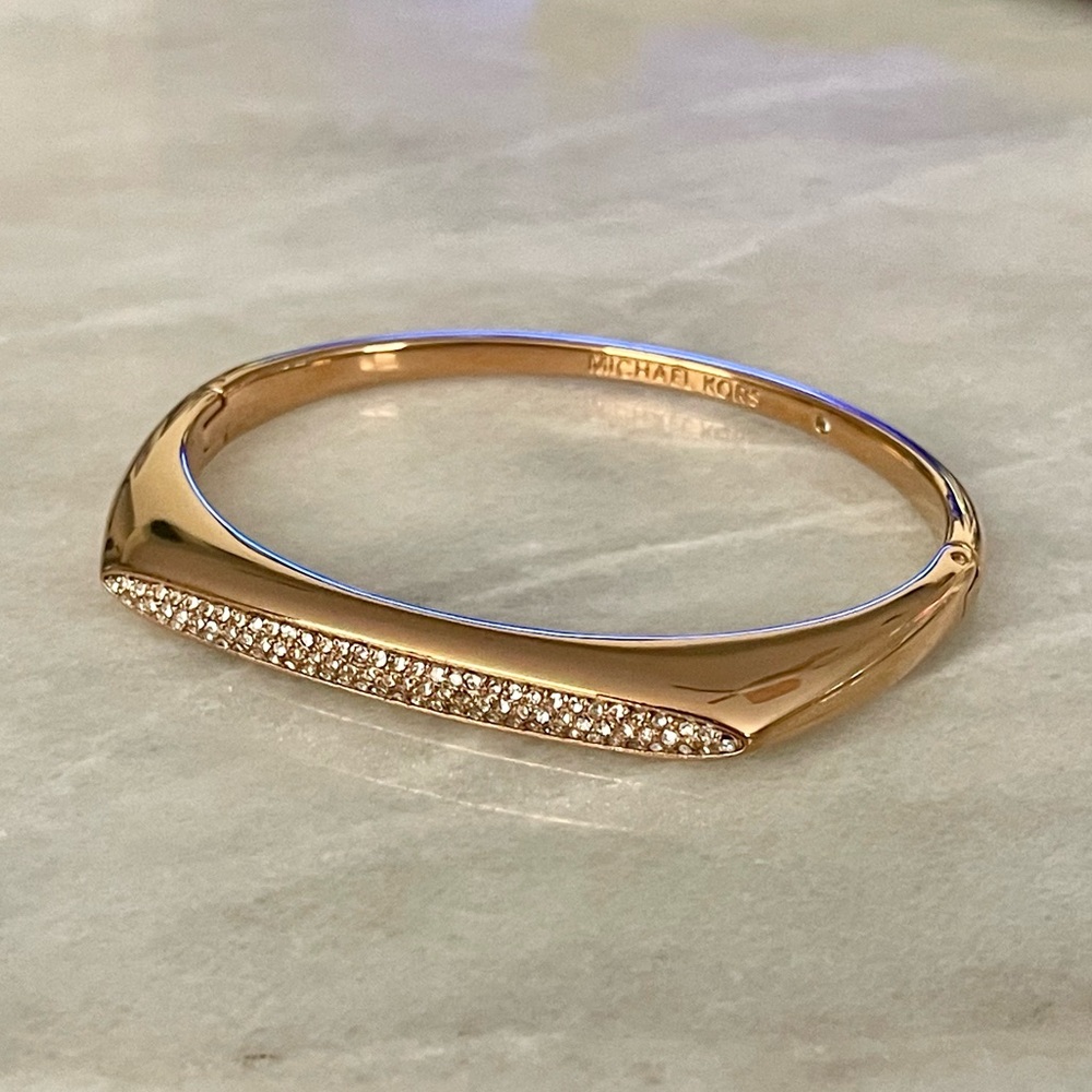 Michael Kors Rose Gold Bangle with Crystal Accents
